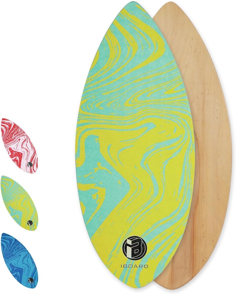 iBoard 41” Skipper Skimboard with High Gloss Coat Wooden Skim Boards for Beginners, Teenagers and Adults Beach Skimboard 3 Color Traction Pad to Choose - Image 1